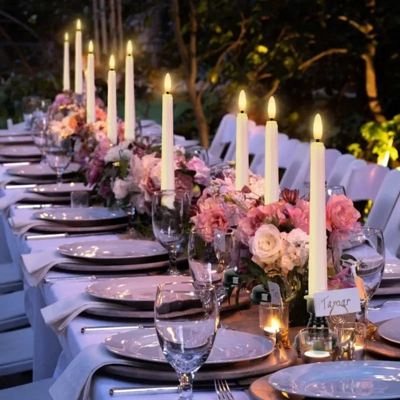 6/12Pcs LED Flameless Taper Candles Tapered Candle Battery Operated Warm White Flickering Flame Handheld Candlesticks Home Decor