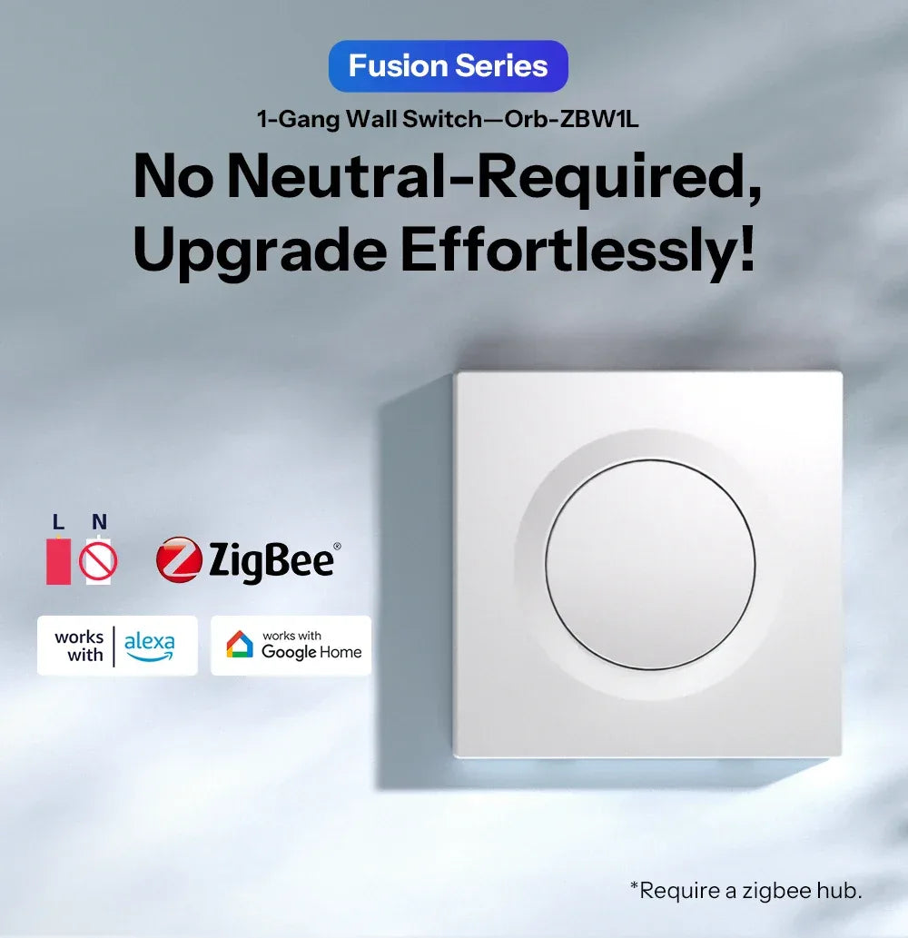 SONOFF Orb-ZBW1L Zigbee Smart Wall Switch Fusion Series ZBMINIL2-E No Neutral Required Seamless Integration With Home Assistant