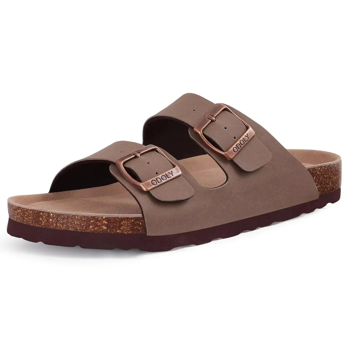 Crestar Women's Cork Footbed Slide Sandal Adjustable Buckle Summer Outdoor Suede Sandals with Arch Support Non-slip Beach Shoes