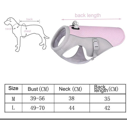 Dog Cooling Vest Dog Harness Cooler Jacket ,Reflective Breathable for Walking Dog Outdoor Camping and Hunting Training