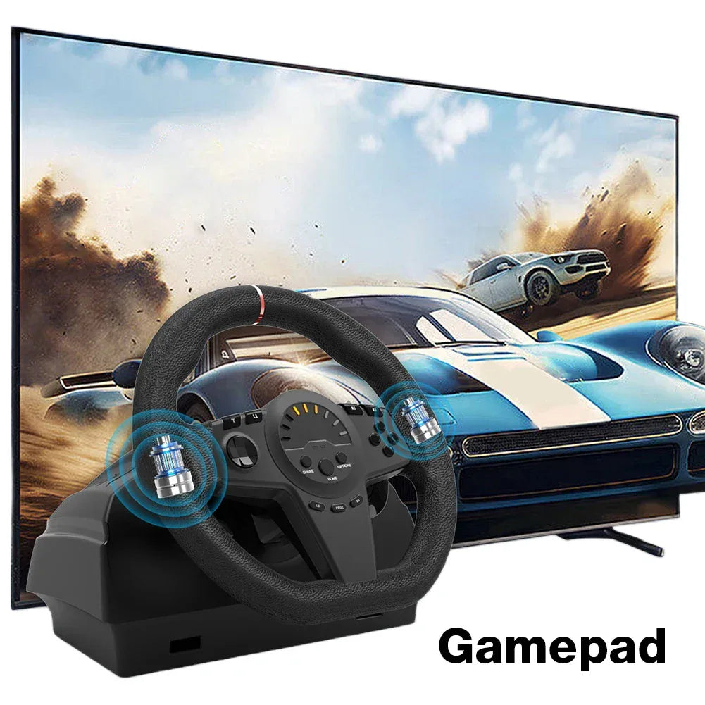 270° Gaming Simracing Car Pedal Game Steering Wheel Vibration Controller for PC PS3/PS4/Switch/ Xbox One/Xbox Series X/S