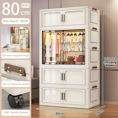 Multi-Functional Folding Storage Cabinet with Doors White/Black/Gray for Home Office Kitchen Bathroom Organizer