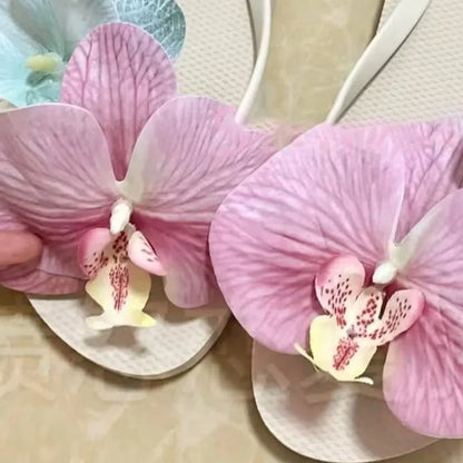 1 Pair Simulation Coloful Thai Fairy Butterfly Flower Shoe Buckles Personalized Design Butterfly Orchid Simulation Buckles Decor