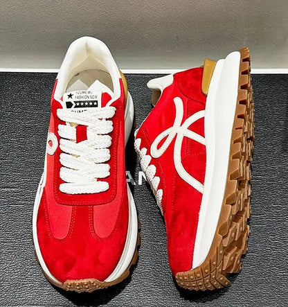 Women Sneakers Genuine Leather Platforms Ladies Casual Sports Shoes Comfy Students Sneakers Summer Popular Size 34-40