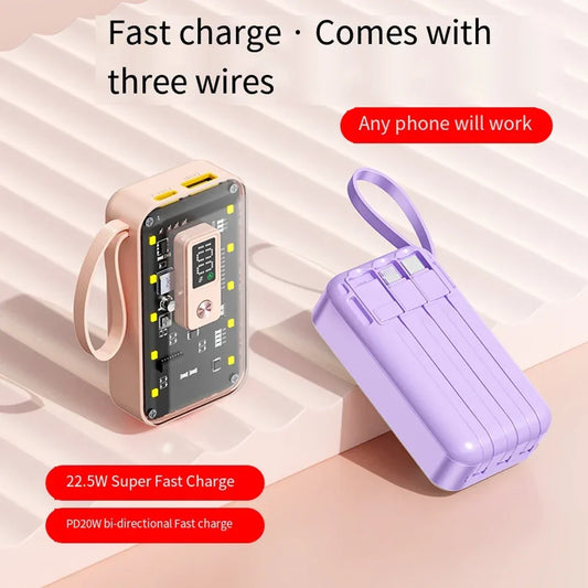 Transparent Mini Power Bank Kit Portable Fast Charging For21700 DIY Kit And Has Future Shape Is violet Battery not Included by PDG ibma