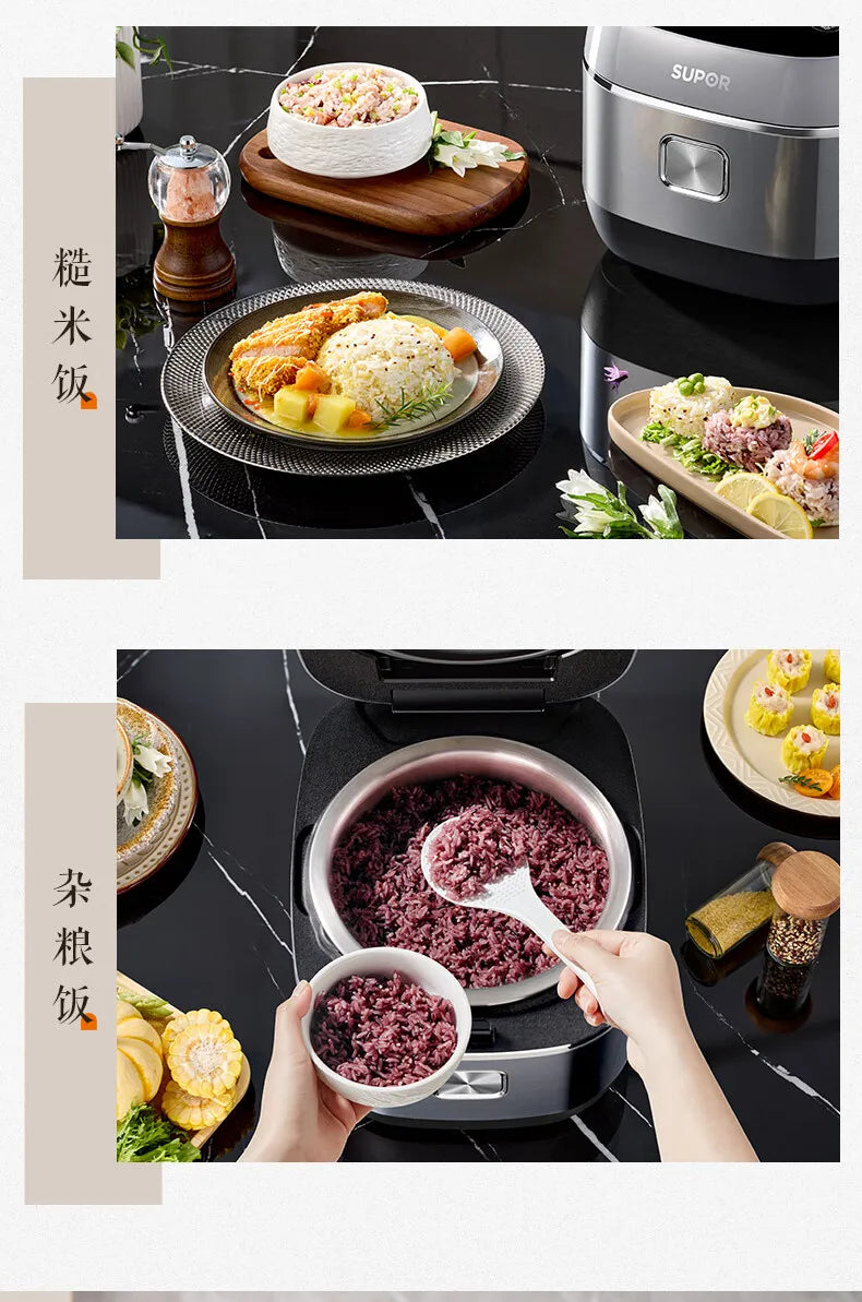 SUPOR 4L IH Ball Pot Rice Cooker Titanium Uncoated Non-Stick 316L Liner For 3-8 People 220V