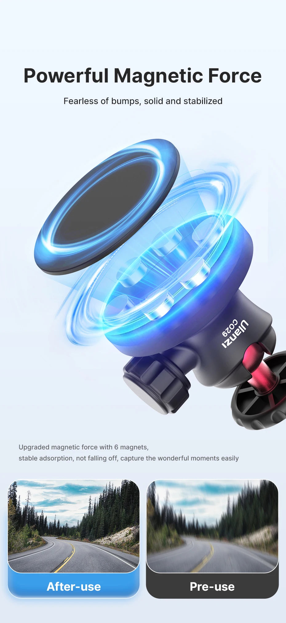 Ulanzi C029 Magnetic Tripod Ball Head Cloud Terrace for Gopro 7 8 9 10 11 12 Smartphone Action Camera Base Mount