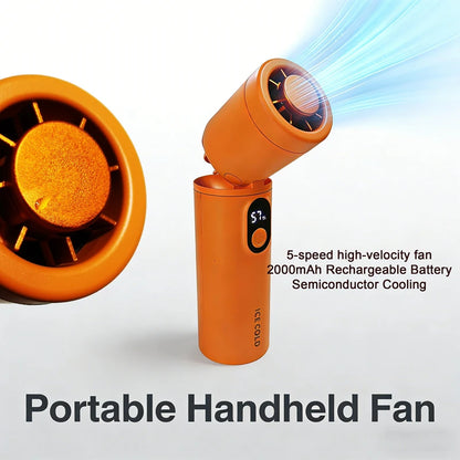Lenovo 100 Gears Portable Handheld Fan Ventilador USB Rechargeable Foldable Fan High Speed Turbine Ice Cooling Digital Display
