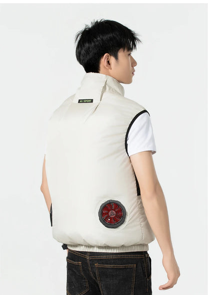 Summer cooling & heatstroke prevention fan vest, refrigerated outdoor waistcoat, fan work jacket, cooling vest, unisex style.