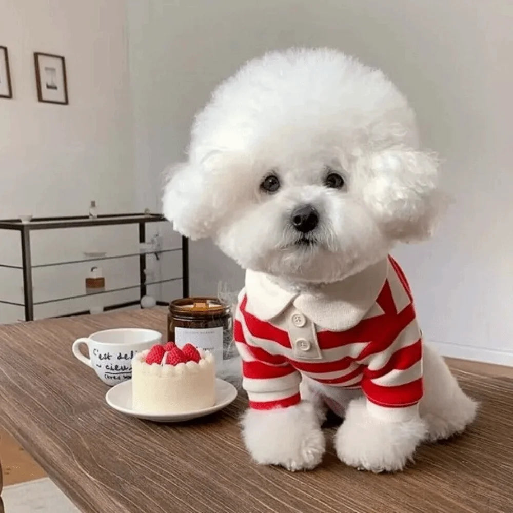 Fashion Striped Collared Dog Shirt Soft Breathable Cooling Vest Pet Hoodie For Puppy Outdoor Activities