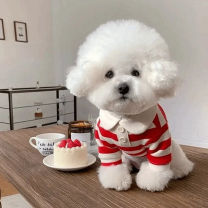 Fashion Striped Collared Dog Shirt Soft Breathable Cooling Vest Pet Hoodie For Puppy Outdoor Activities