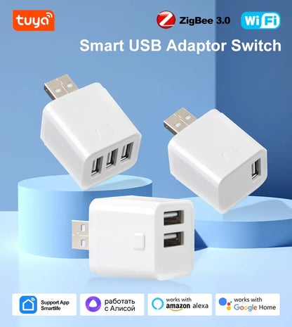 Tuya Smart WiFi/Zigbee Micro USB Adaptor Switch 5V Mini 1 2 3 USB Power Adaptor Smart Life Control Via Alexa Google Yandex Alice