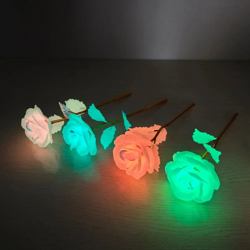 2024 Luminous Rose Valentine's Day Present Gifts Eternal Rose Flower Simulation 24k Gold Foil Rose Mother's Day Gifts