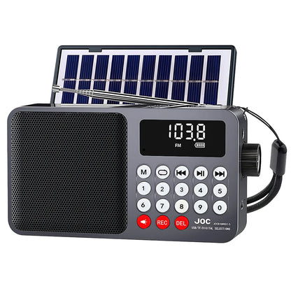 Solar FM Radio Portable Bluetooth Speaker with LED Light support Recording TF Card USB Play Wireless Speaker Radio FM Receiver
