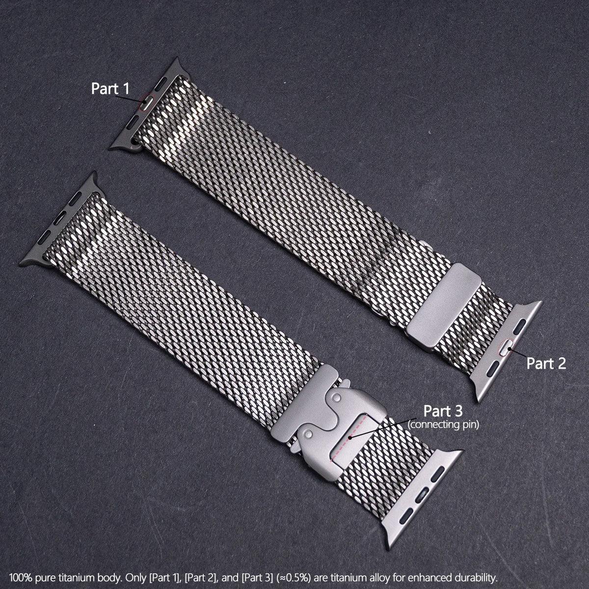100% Titanium Band for Apple Watch Ultra 3/2 49mm Series 11 10 9 8 7 6 SE 3 Natural Titanium Milanese Loop Strap for iWatch 46mm