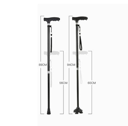 1pc Old People Crutch 60-94cm Telescoping Aluminum Alloy Rod Walking Stick T-handle with Lamp