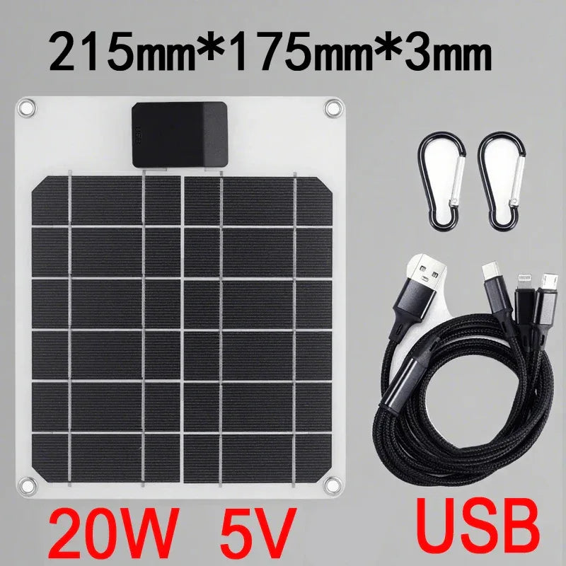 100W 5A-60A Solar Car Battery Charger Kit 5V/12V Fast Charging, high current fast charging Built-in Voltage Regulator