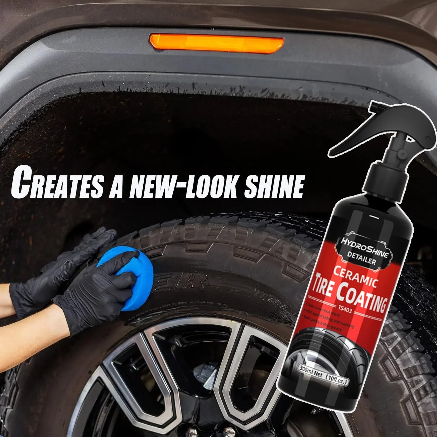 Hydroshine Ceramic Tire Coating Shine Spray Tyre Gloss Plastic Rubber Wheel Restorer  Long Lasting Hydrophobic Cleaner Seal Wax
