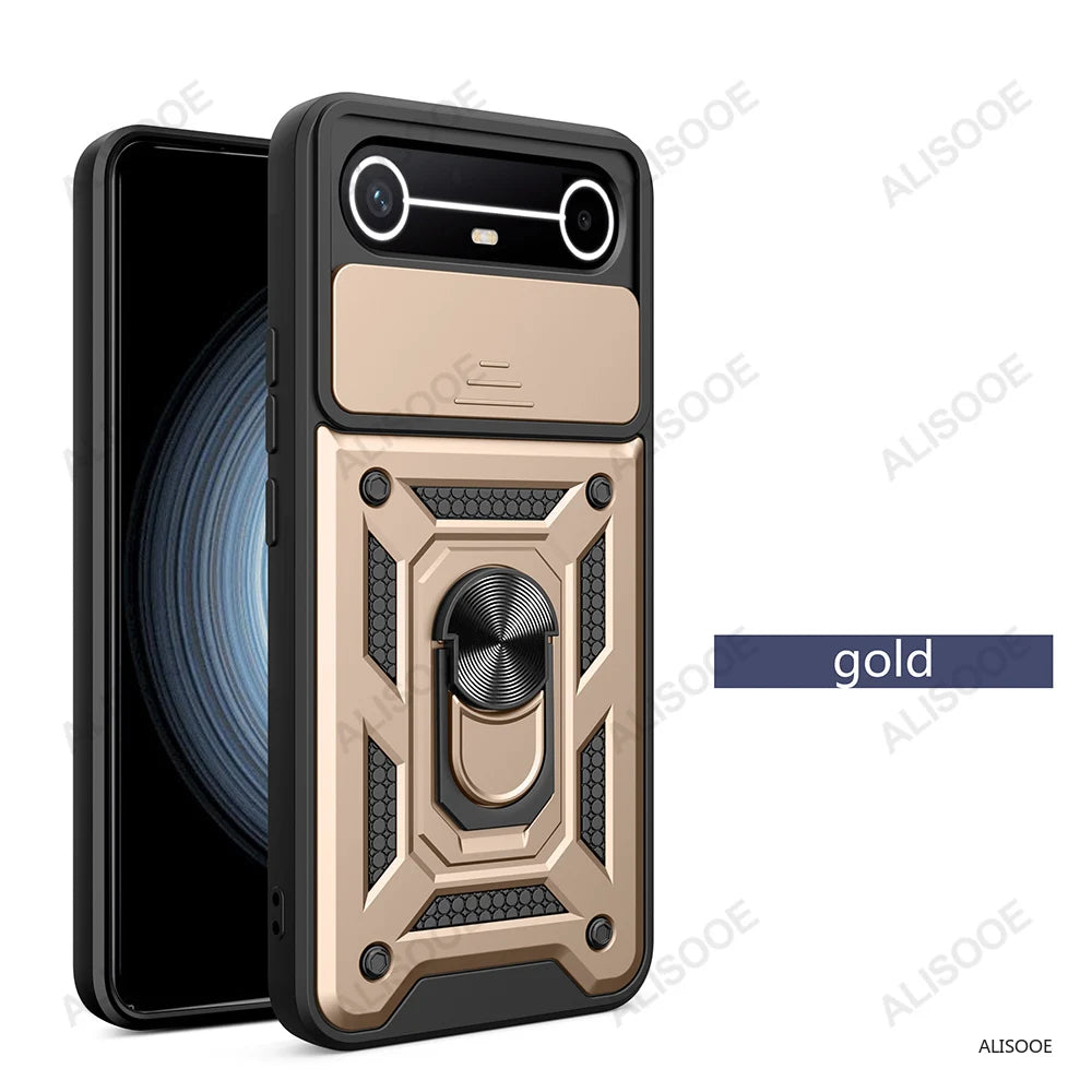Slide Camera Cover for Tecno Spark Slim 4G Pova Slim 5G Case Ring Kickstand Holder Full Protective Shockproof Phone Capa Funda