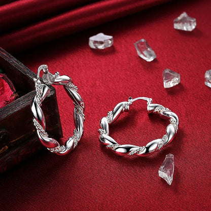 925 Sterling Silver Retro weave circle earrings for women Luxury Fashion Party Wedding Accessories Jewelry Christmas Gifts