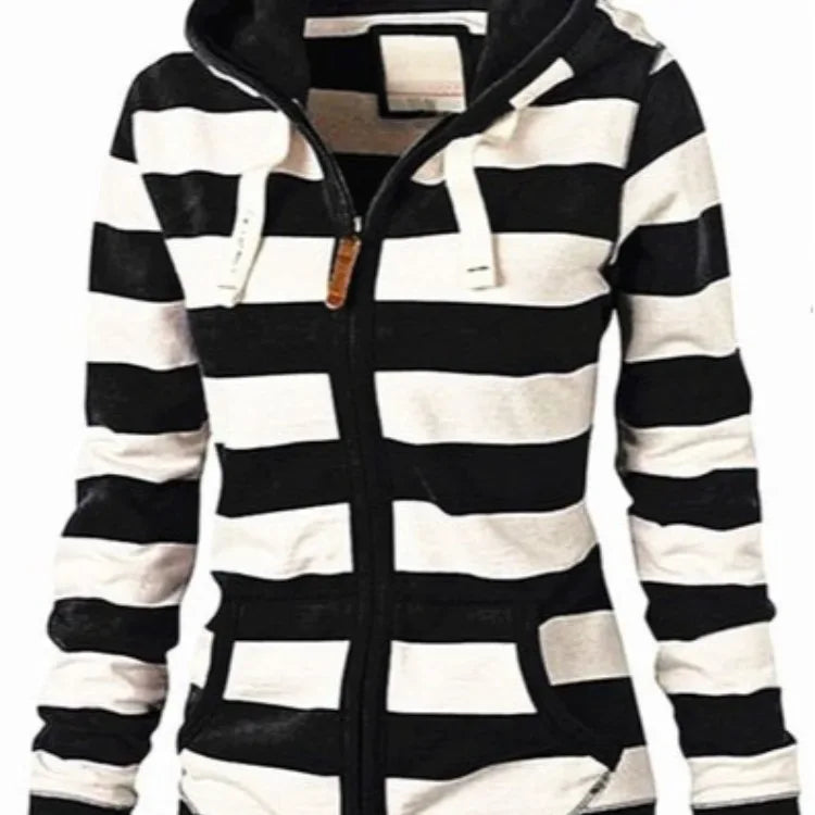 Pullovers Harajuku hoodies women  Autumn Hot Style America Hood Long Sleeve Stripe Fleece Jacket Female Streetwear ZXP6023