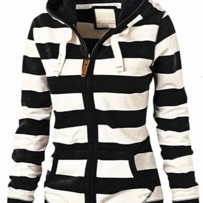 Pullovers Harajuku hoodies women  Autumn Hot Style America Hood Long Sleeve Stripe Fleece Jacket Female Streetwear ZXP6023