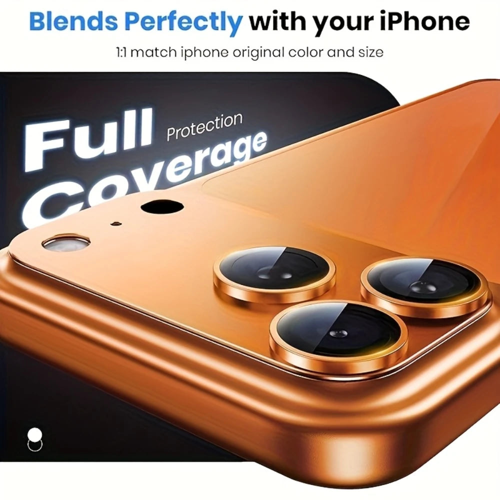 NNBILI 2pcs For iPhone 17 Pro 17 Pro Max Camera Lens Protector Bubble-Free Anti-fall Scratch-Resistant Easy Installation Orange