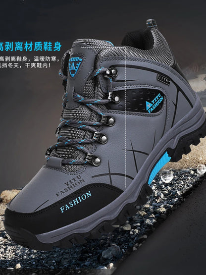 Brand Men Winter Snow Boots Waterproof Leather Sneakers Super Warm Men's Boots Outdoor Male Hiking Boots Work Shoes Size 39-47