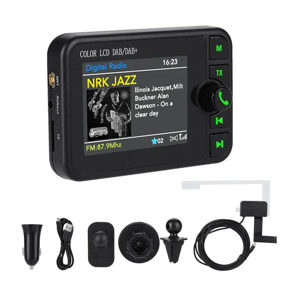 Stereo Digital Signal Broadcast Adapter DAB+ Receiver Digital Broadcast Bluetooth-compatible 5.0 Music Player Hands-free for Car
