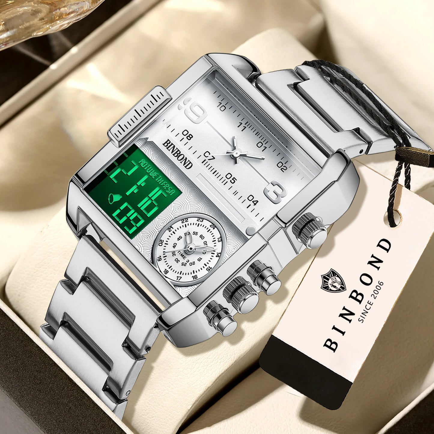BINBOND Luxury quartz watches for men luminous waterproof multi-functional men's watch sport fashion casual reloj wristwatch TOP