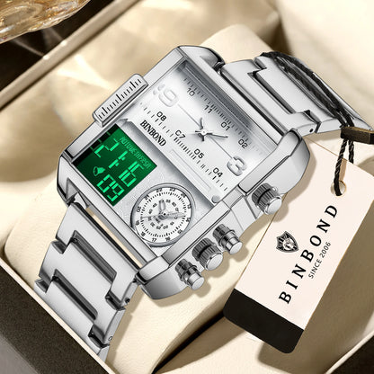 BINBOND Luxury quartz watches for men luminous waterproof multi-functional men's watch sport fashion casual reloj wristwatch TOP