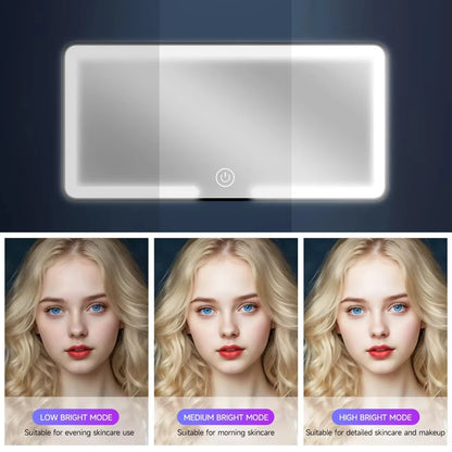 Car interior mirror, sun visor, LED high-definition makeup mirror, 3-mode touch screen adjustment,USBcharging,car makeup mirror