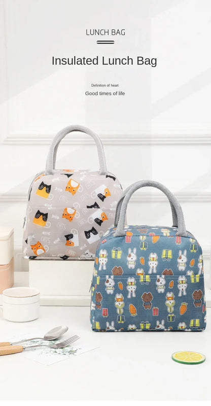 1PC Cartoon Lunch Bag Insulated Thermal Heat Lunch Box Bag Portable Cute Picnic Tote Children's School Bento Bags Large Capacity