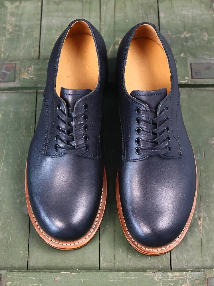 Durable Goodyear Edge Motorcycle Durable Traditional Boots Retro Oil Leather Red Punk Men's Cowhide Low Top Shoes