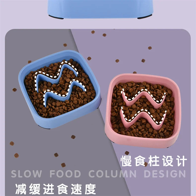 Pet Supplies Color Slow Feeder Cat Bowl Anti-choking Plastic Dog Puzzle Food Bowl, Dog Water Basin For Anxiety Relief