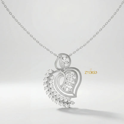 ZYORIO Rose Gold Heart Pendant Necklace With Round Diamond Claw Setting Romantic Women's Snake Chain Jewelry