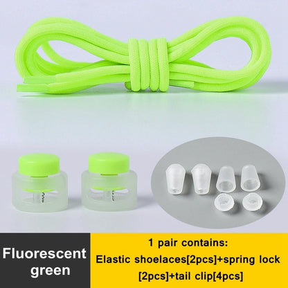 1 Pair Lazy Laces Elastic For Sneakers Snap Lock Shoelaces Without Ties Suitable For Children And Adults Round Shoelace Artifact