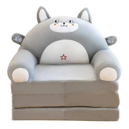 Plush Sofa Backrest Armchair 2 In 1 Foldable Cute Cartoon Lazy Sofa Children Flip Open Sofa Bed For Bedroom Folding Sofa Bed