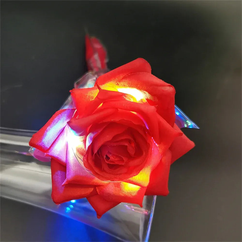 Glowing Rose Artifical Fake Flowers Valentine'S Day Mother'S Day Gift Anniversary Wedding Lover Lighting Roses Party Supplies