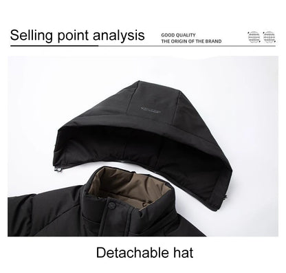 Graphene Warm Windproof Jacket Men 2024 Winter New Fashion Comfortable Thickened Outdoor Hooded Overcoat Male Casual Clothes