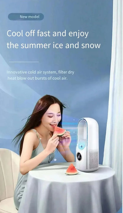 Bladeless Fan Air Cooler Portable Led Display Desktop Fanless Bladeless Cooler Cooling Six Gear Adjustable Fan Office Bedroom