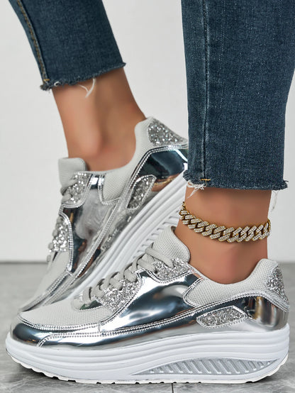 Women's flat mesh sports shoes spring and autumn new lace-up breathable comfortable fashion fitness women's shoes