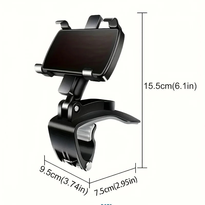 1pc 360° Rotating Car Phone Holder Suction & Adhesive Dashboard Mount ABS Stable Hands-Free Navigation Car Accessory.