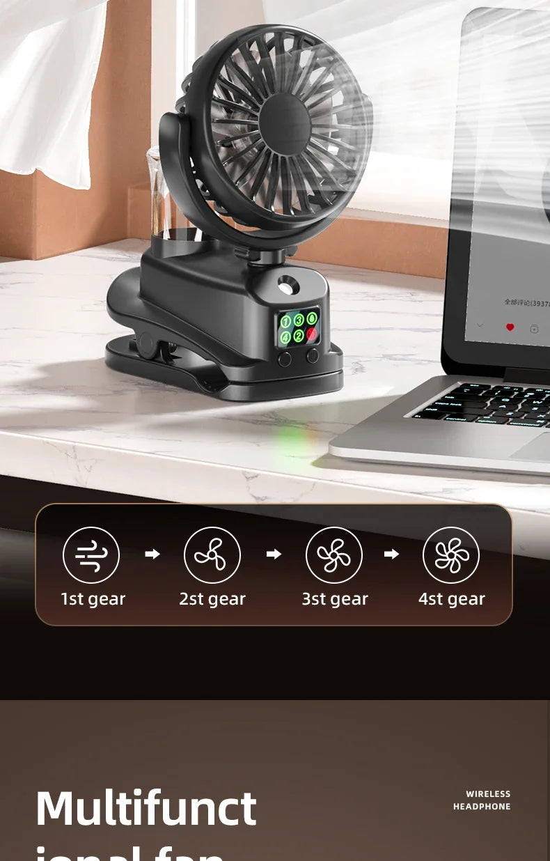 Refrigerating Clip Spray Fan USB Rechargeable Office Dormitory Outdoor Multi-Functional Desktop Clip Fan Moisturizing