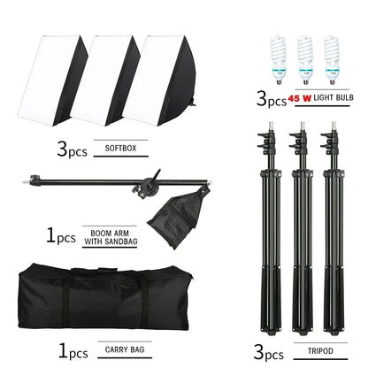 SH 50x70CM Photography Softbox Lighting Kits Professional Continuous Light System Equipment For Photo Studio