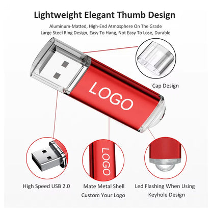 100pcs/lot factory price usb 2.0 flash drive 512MB 4GB 16GB usb metal pendrive 4GB 64GB usb memory stick Free Custom logo gifts