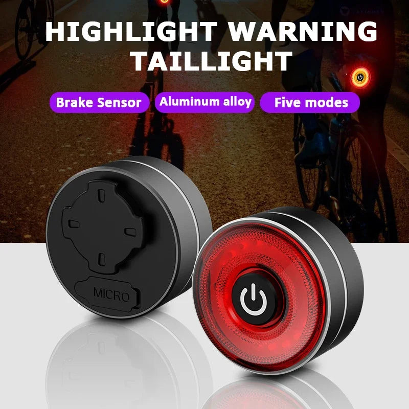 BUCKLOS Bike Rear Light Aluminum Alloy Basic/Sensing Bicycle Taillight Type-C Rechargeable MTB Road Cycling Lamp IPX5 Waterproof