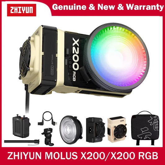 ZHIYUN MOLUS X200 RGB X200 Bi-color LED Video Light 200W High Brightness Adjustable Color Temp APP Control for Vlogging Filming