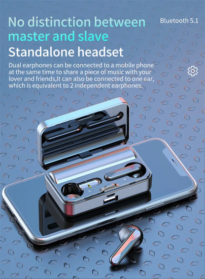 Wireless Tv Earbud Tws Bluetooth Headset with USB Adaptor 9D Stereo Earphone CVC Noise Cancelling 2000mA Charging Box Mic for TV