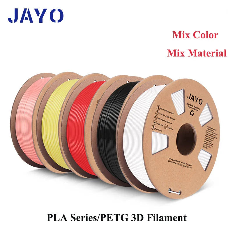 JAYO PETG/PLA+/SILKPLA/PLAMeta/PLAMatte/ABS/ PLA Filament 1.75mm 1.1/0.65KG 3D Printer Filament For FDM 100% No Bubble Mix Color